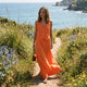 Vespera - Elegant Hør-Bomuld Sæt: Cropped Vest & Maxinederdel